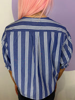 Load image into Gallery viewer, Hollie Shirt in Blue Stripe
