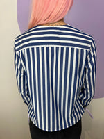 Load image into Gallery viewer, Hollie Shirt in Stripes and Lace
