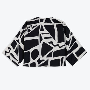 Black & White Pavement Cropped Swing Jacket