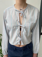 Load image into Gallery viewer, Hollie Shirt in Blue and Grey Stripe
