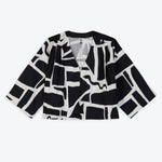 Load image into Gallery viewer, Black &amp; White Pavement Cropped Swing Jacket
