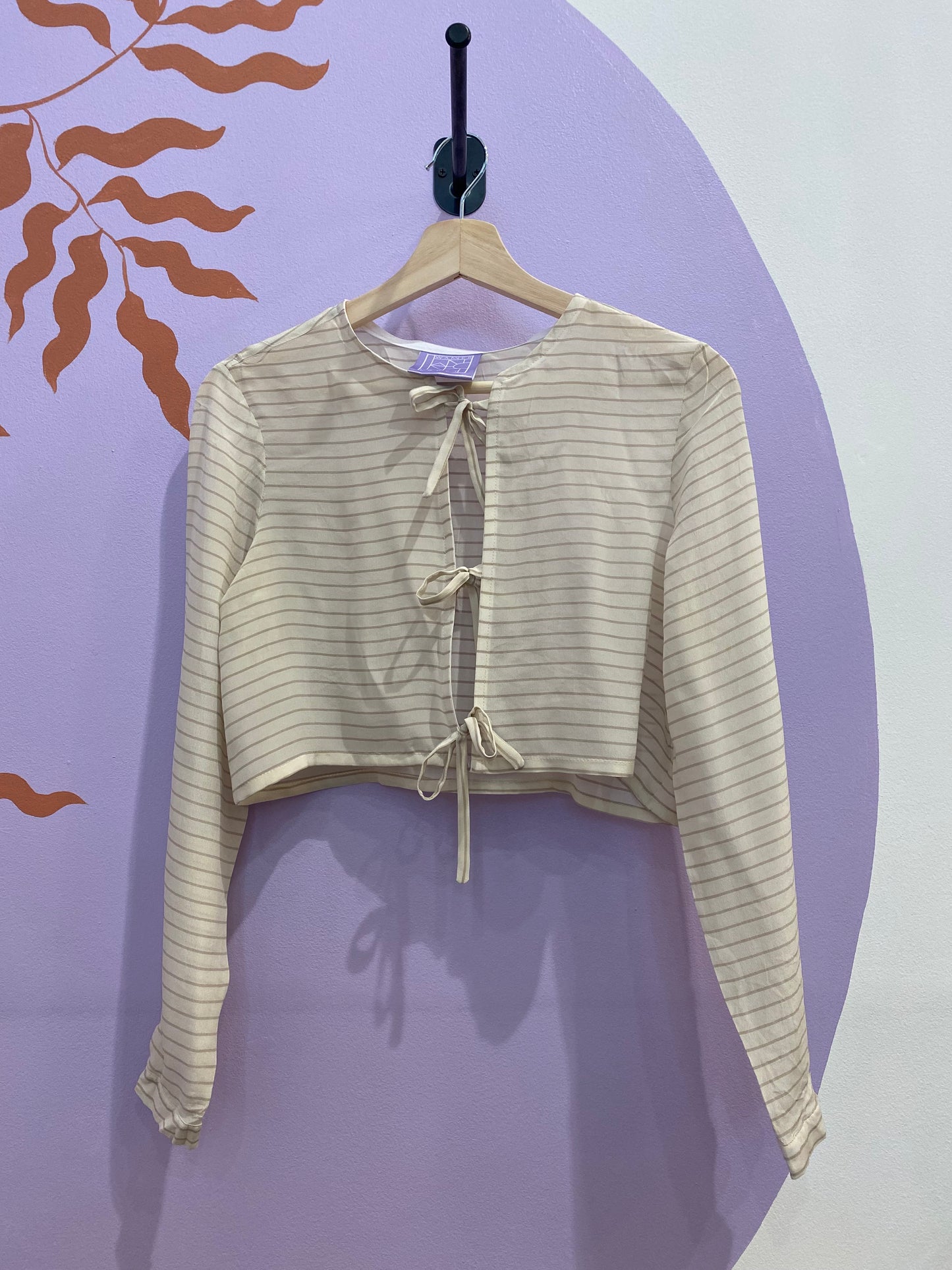 Hollie Shirt in brown and cream striped silk