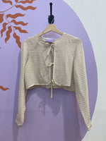 Load image into Gallery viewer, Hollie Shirt in brown and cream striped silk
