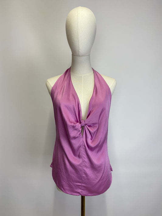 Silk Halter Neck Pink Top