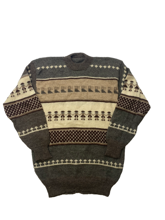 Brown Graphic Knit Jumper - Size 12