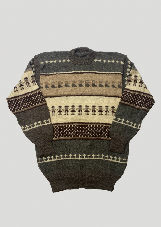 Brown Graphic Knit Jumper - Size 12