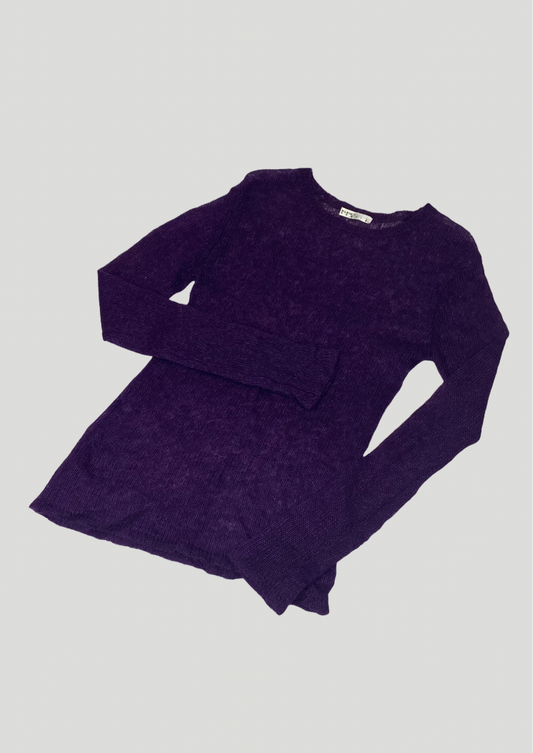 Purple Loose Knit Mohair Jumper - Size 10