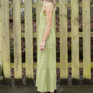 Paula Gingham Knitted Midi Dress - Green