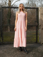Load image into Gallery viewer, Paula Gingham Knitted Midi Dress - Soft Pink

