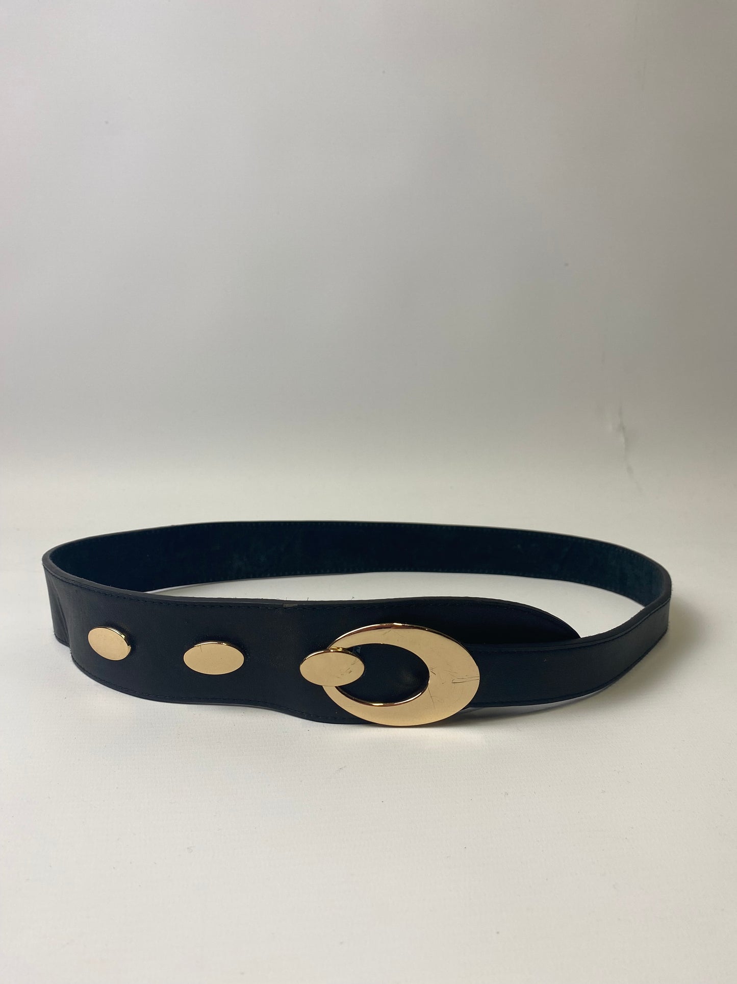 Gold Disc Leather Belt