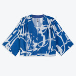 Load image into Gallery viewer, Blue Paintsplash Cropped Swing Jacket
