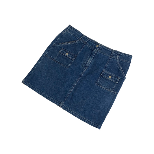 Double Front Pocket Denim Skirt