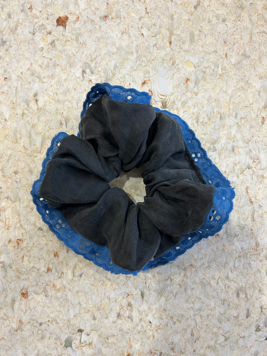 Upcycled Lace Scrunchies -Black and Blue