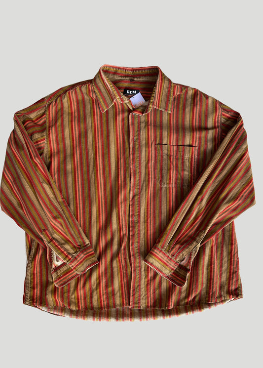 Orange Stripe Corduroy Shirt - Size XXL