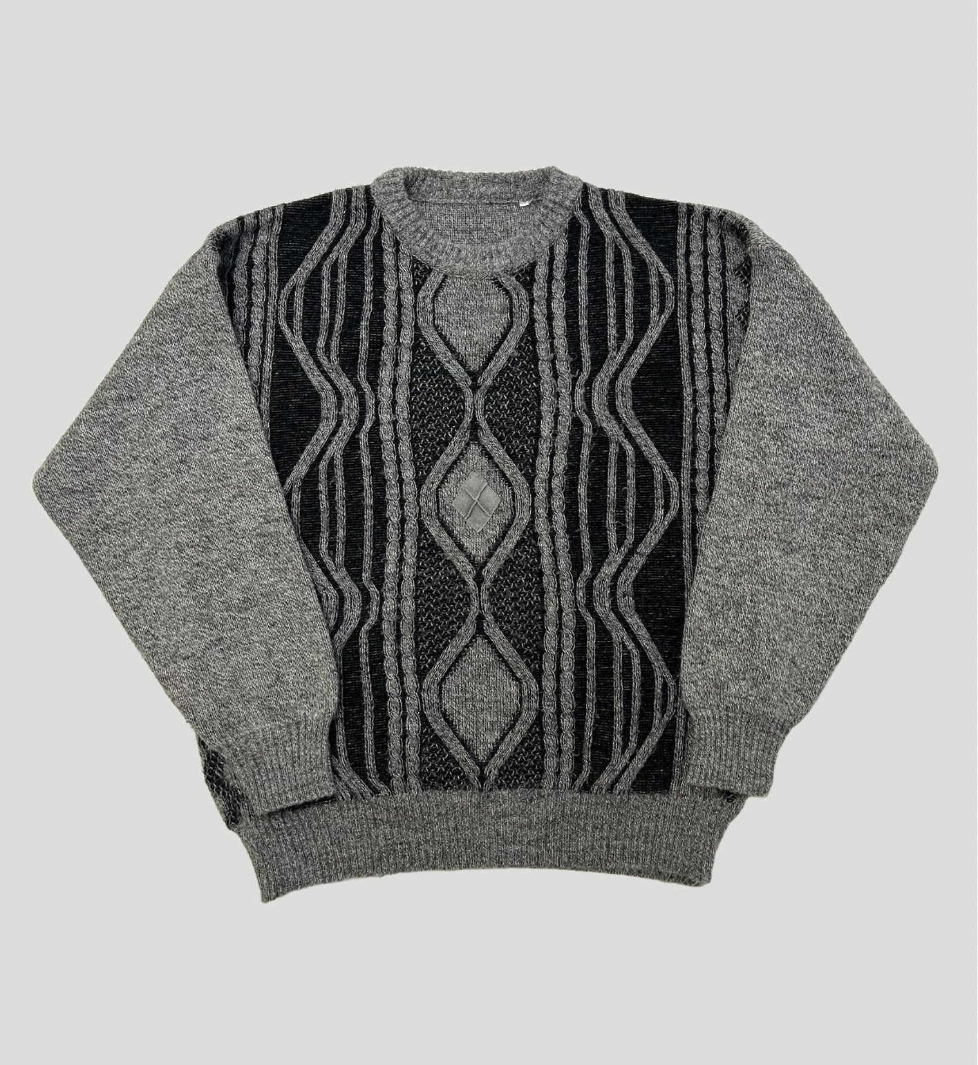 Black and Grey Patterned Jumper - Size L