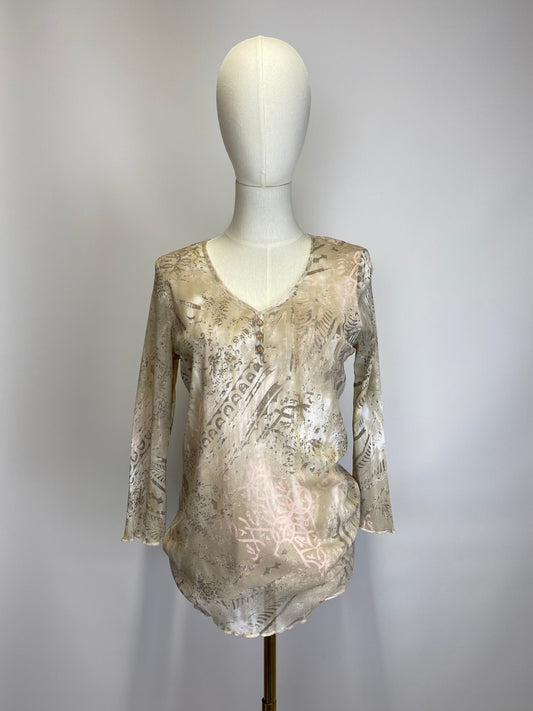 Y2K Paisley Mesh Top - Size 18