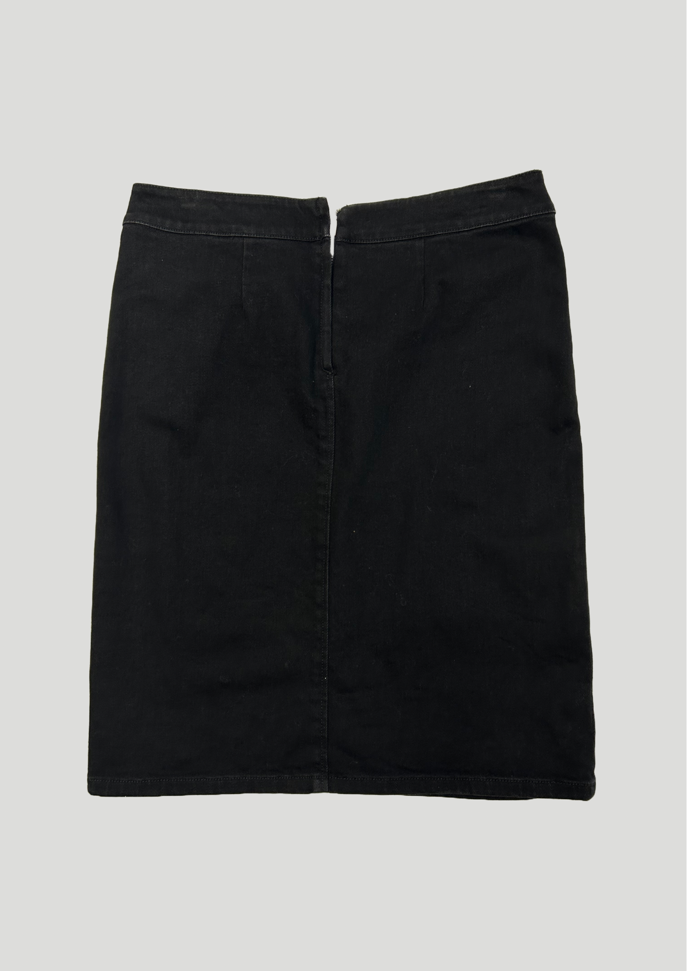 Black Denim Skirt with Zips - Size 12