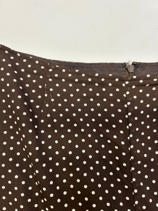 Brown Ruffle Polka Dot Skirt - Size 14