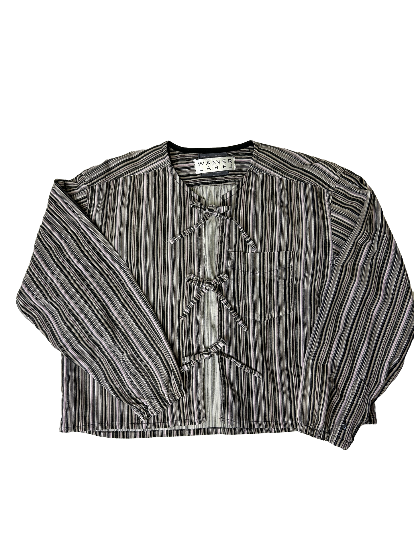 Hollie Shirt in grey lilac cord stripes