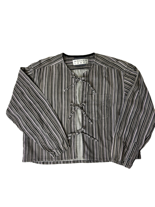 Hollie Shirt in grey lilac cord stripes