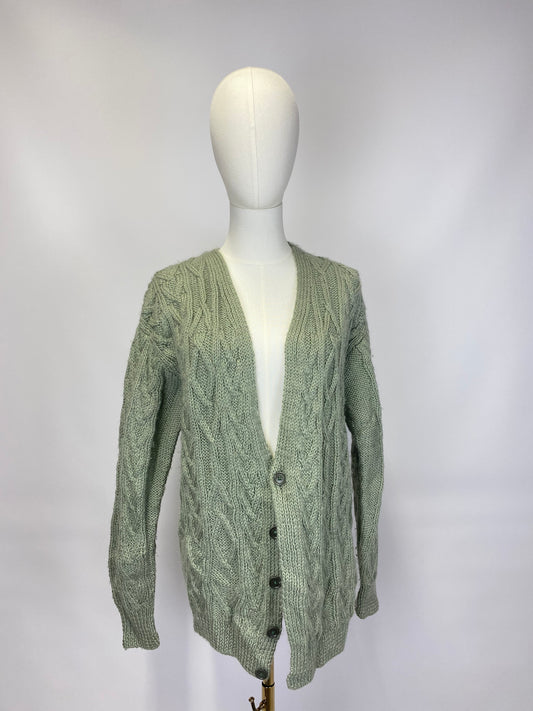 Green Deep V Knit Cardigan