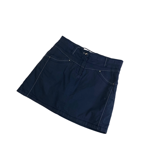 Navy with White Topstitch Cargo Skirt