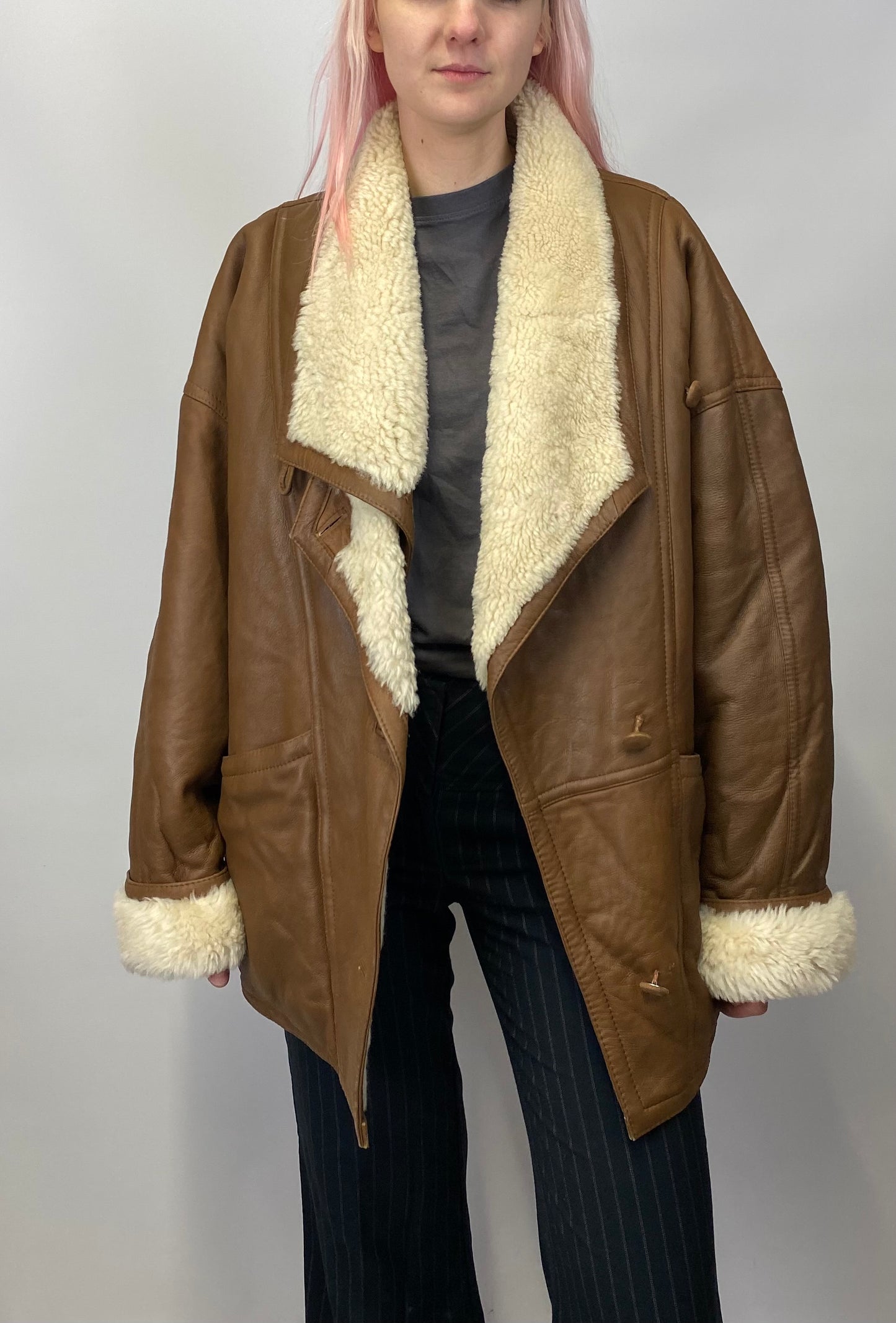 Brown Sheepskin Coat - Size 20