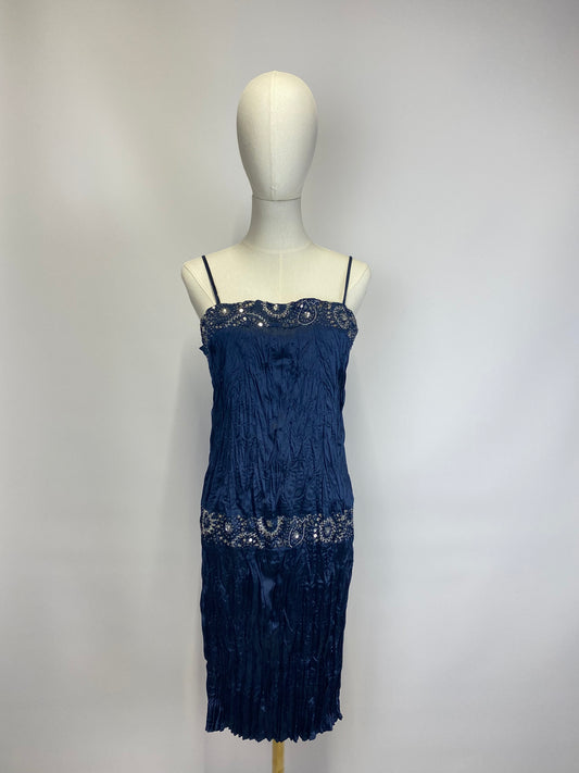 Old Label New Look Navy Beaded Dress - Size 14