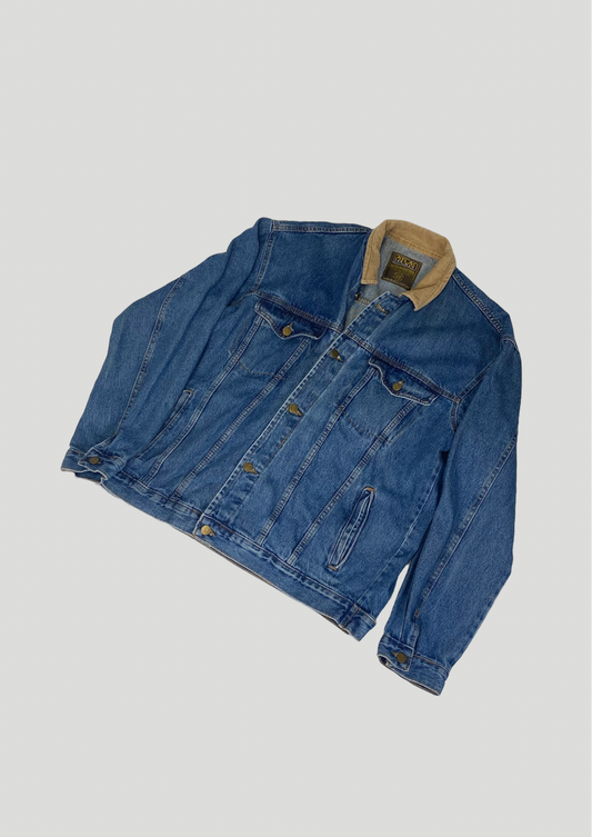 Corduroy Collar Denim Jacket - Size XXL