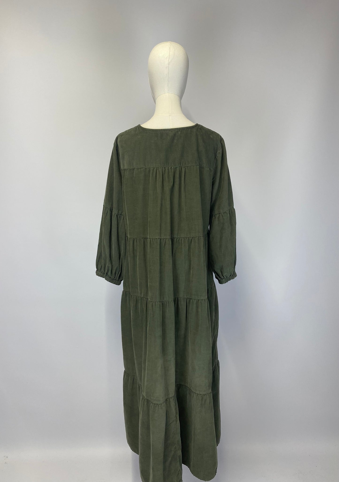 Green Ruffle Corduroy Dress