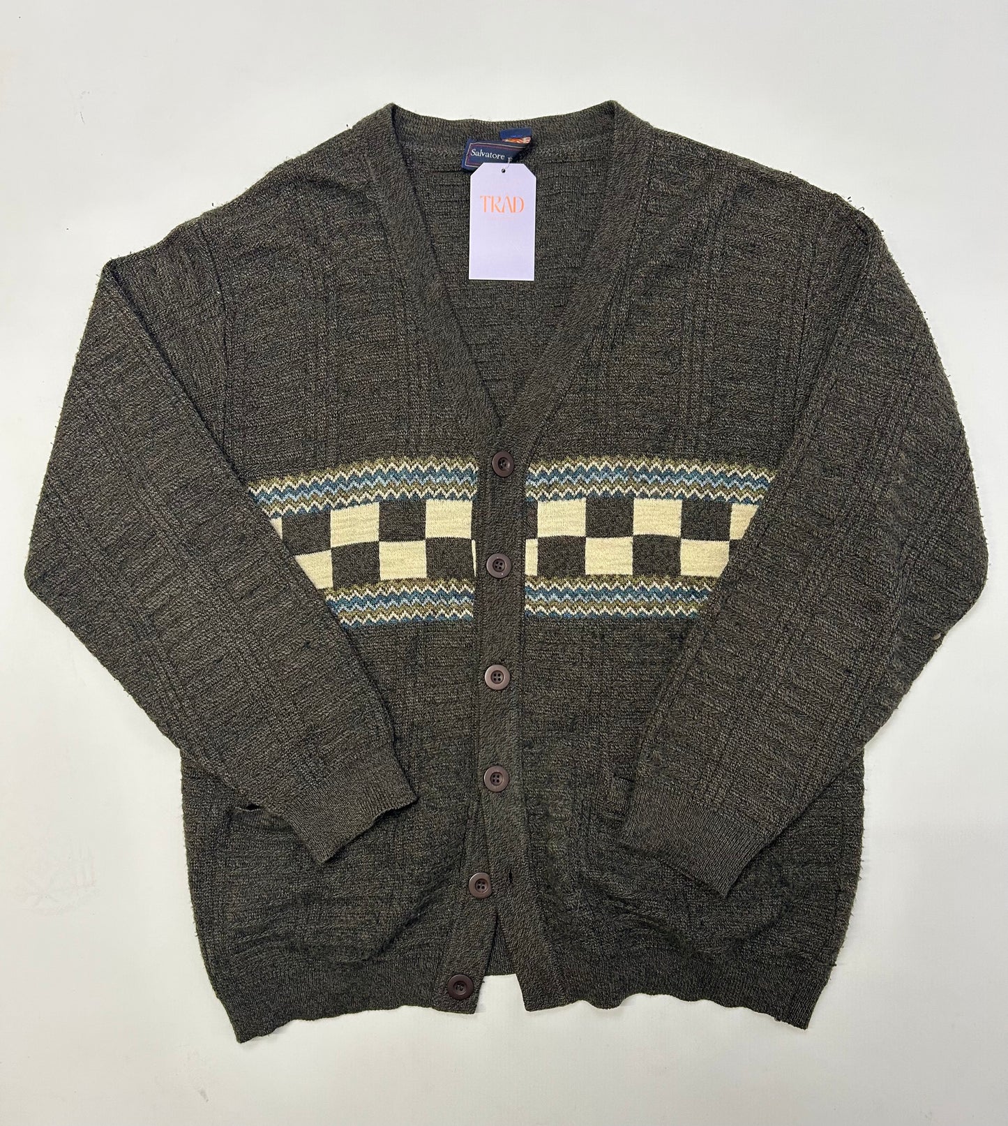 Checkerboard Print Cardigan - Size L