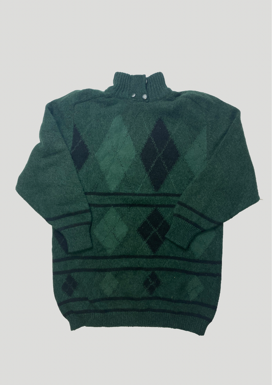 Green Argyle Knit Jumper - Size 18