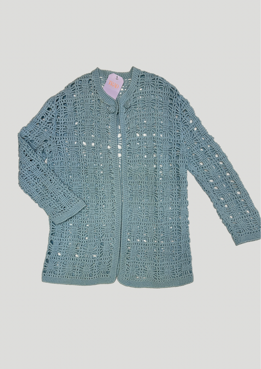 Baby Blue Crochet Cardigan - Size 10