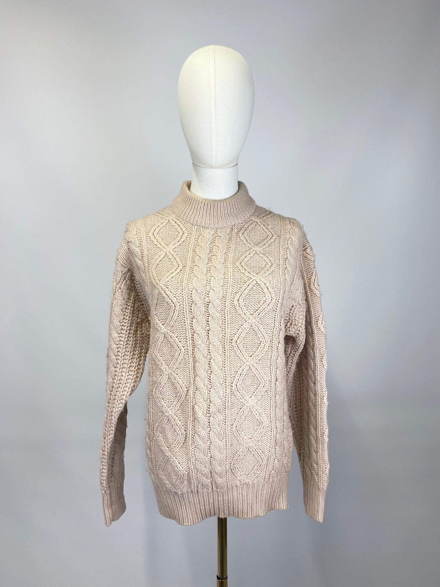 Peach/Beige Cable Knit Jumper - Size 12