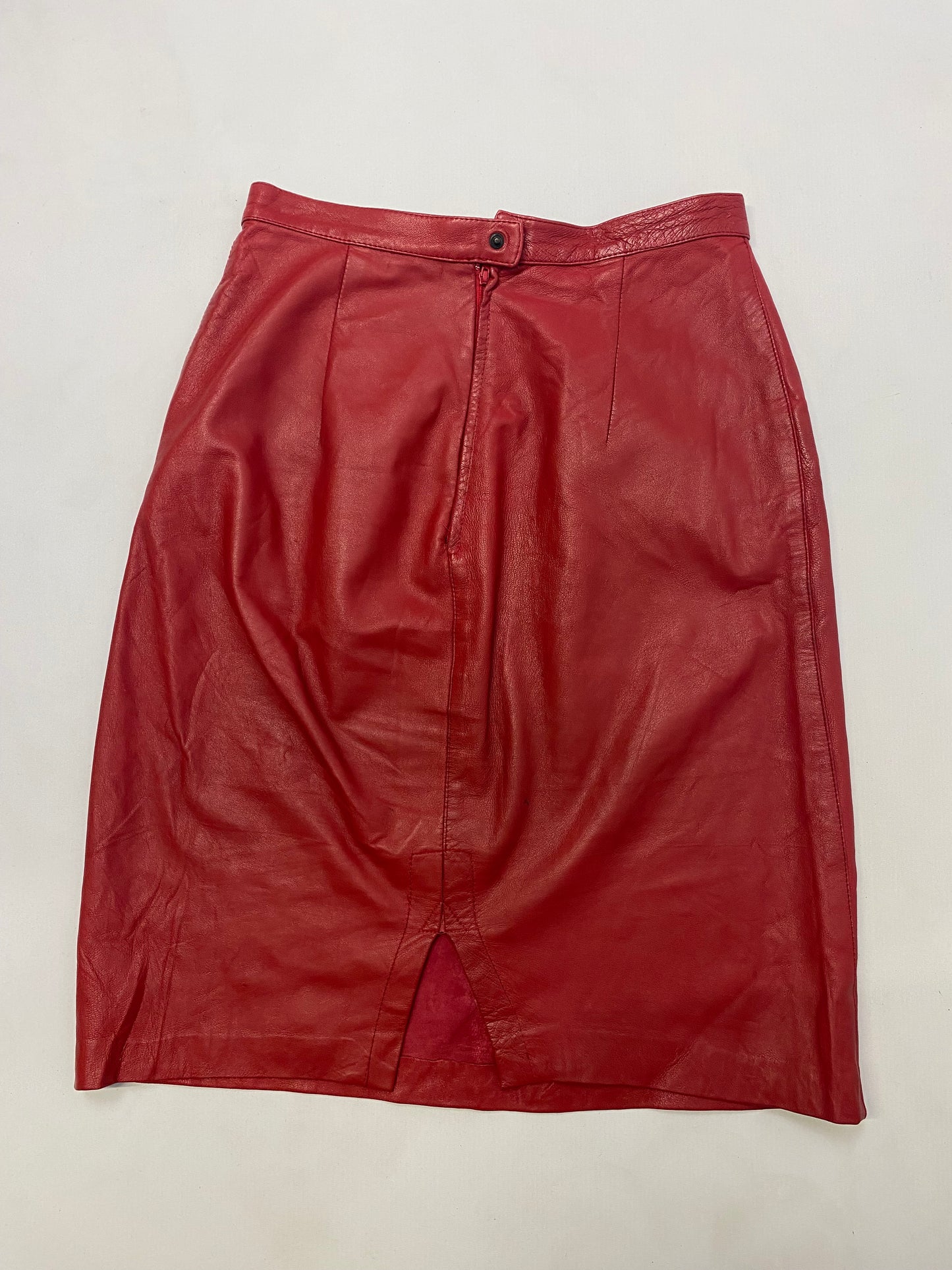 Red Leather Skirt - Size 10