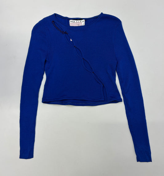 Bright Blue … Jumper with Burgundy Stitching - Size XS