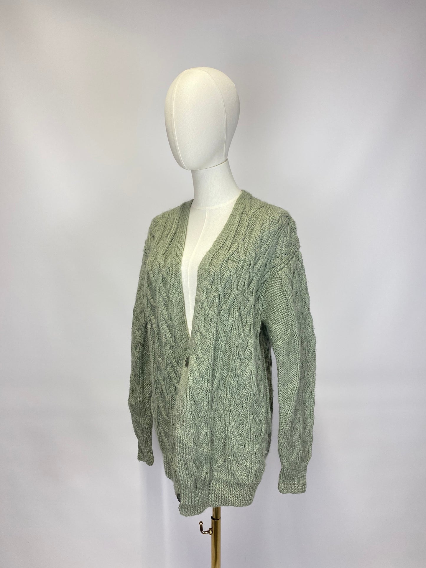 Green Deep V Knit Cardigan