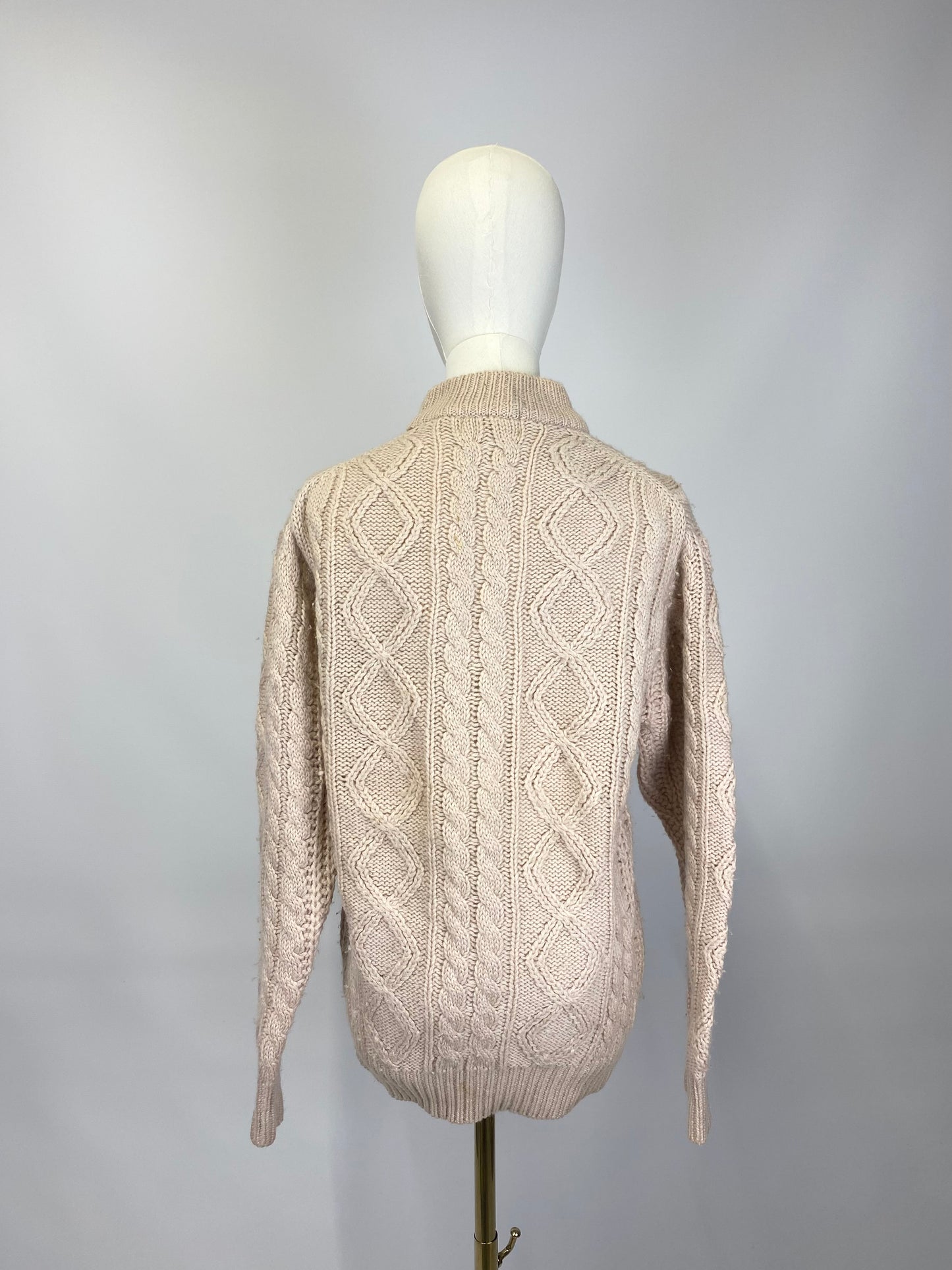 Peach/Beige Cable Knit Jumper - Size 12