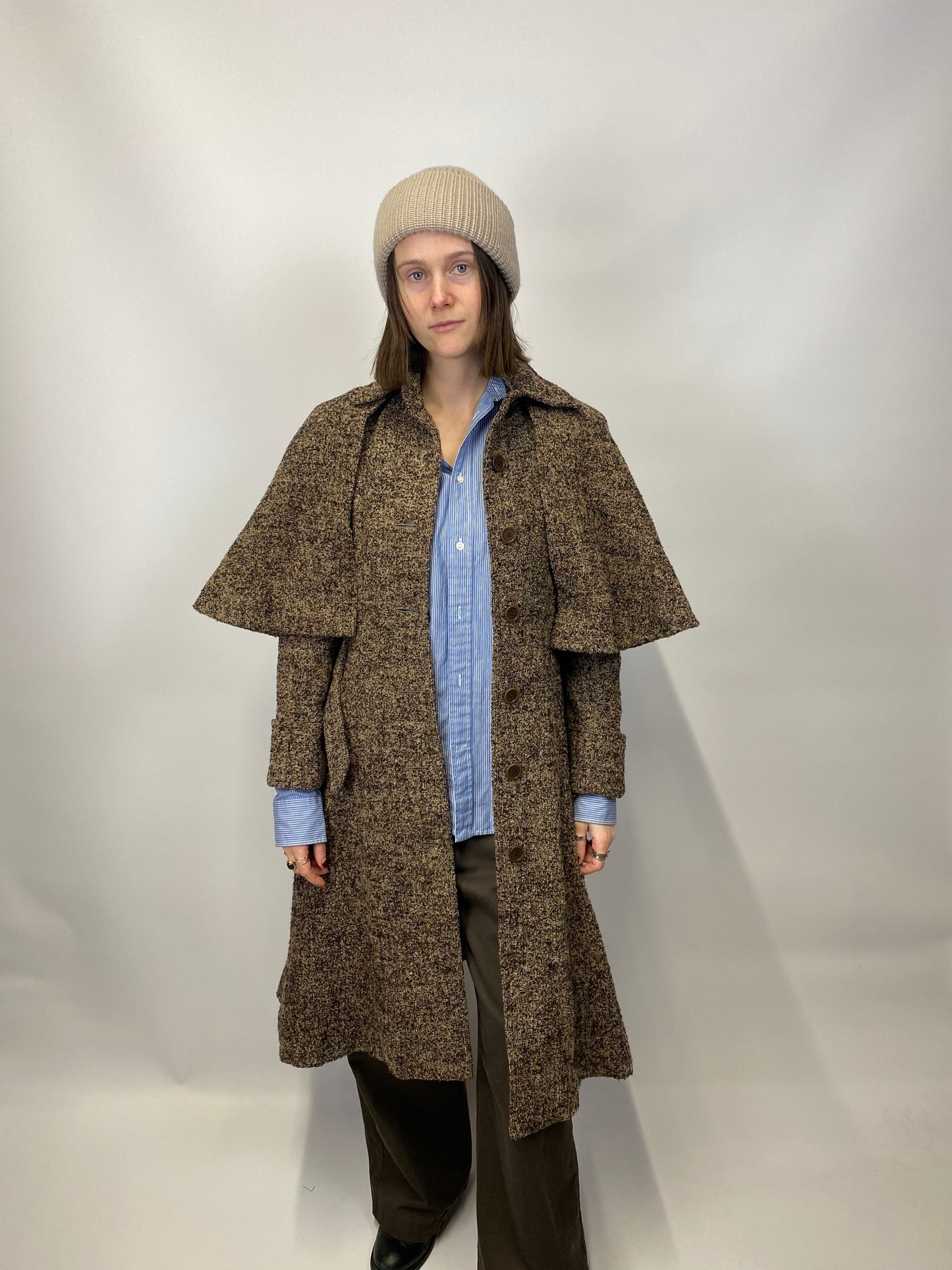 Petite Brown Cape Coat - Size 4