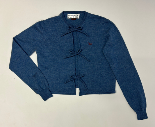 Vicki Cardi in Blue Wool Knit