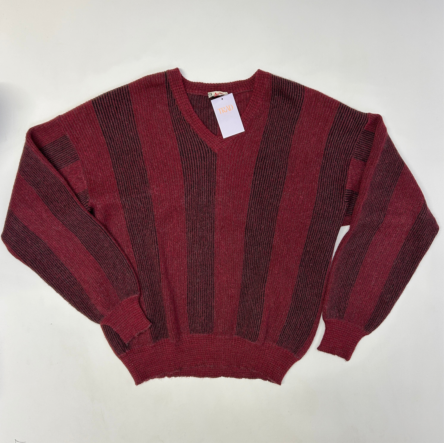 Deep Red and Black Stripe Knit Jumper