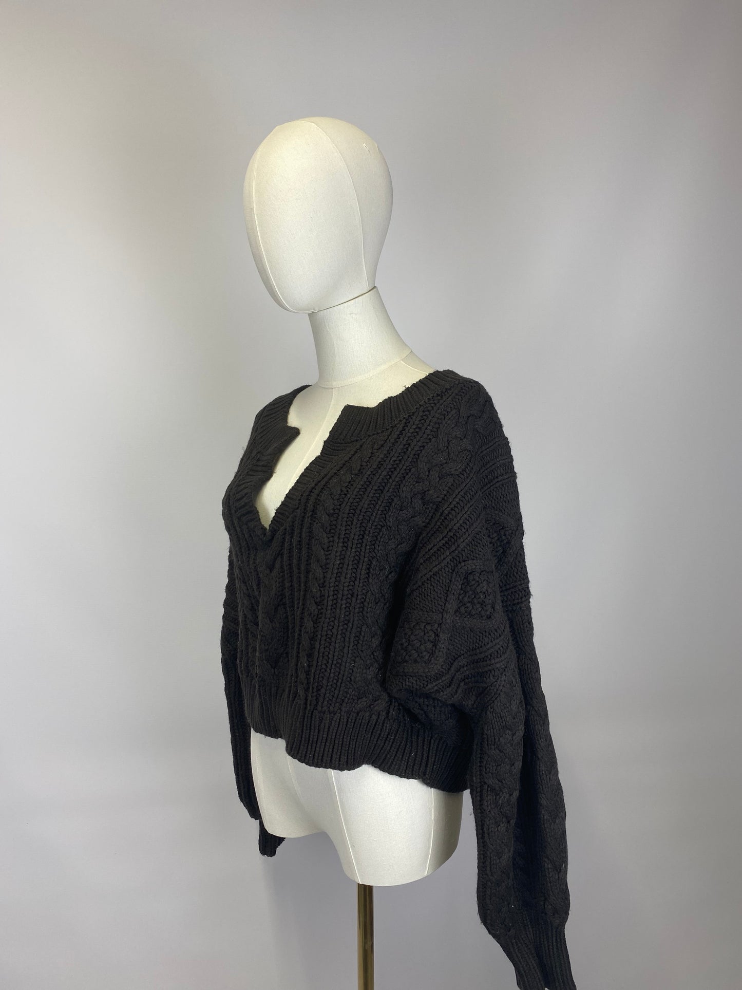 Brown Cable Knit Cropped Jumper - Size 10