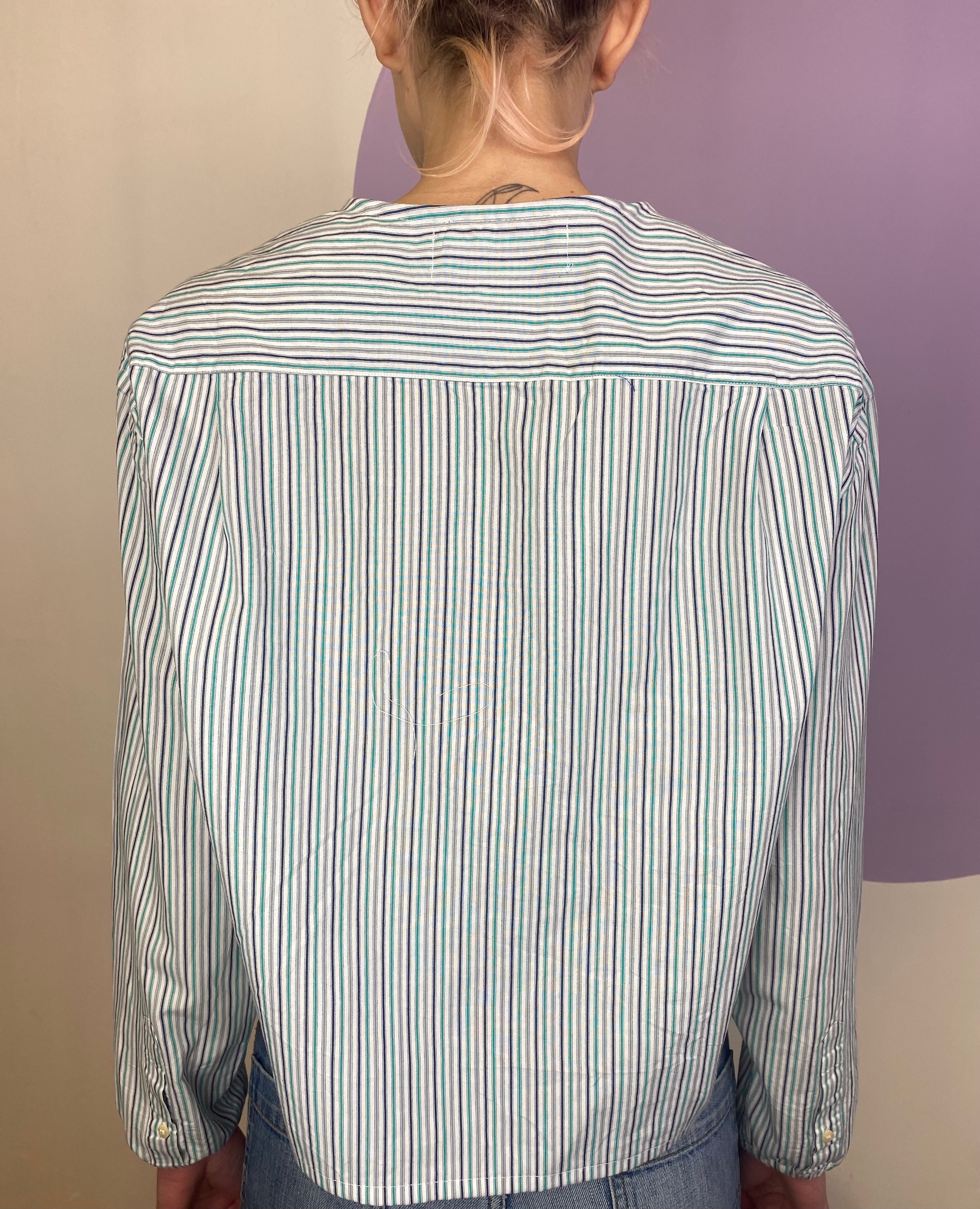 Hollie Shirt in Blue Turquoise Stripe