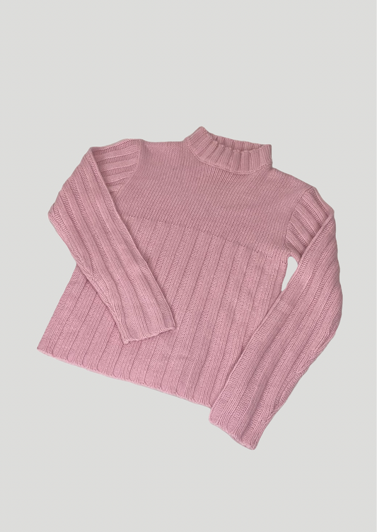 Pink Turtle Neck Y2K Jumper - Size 6