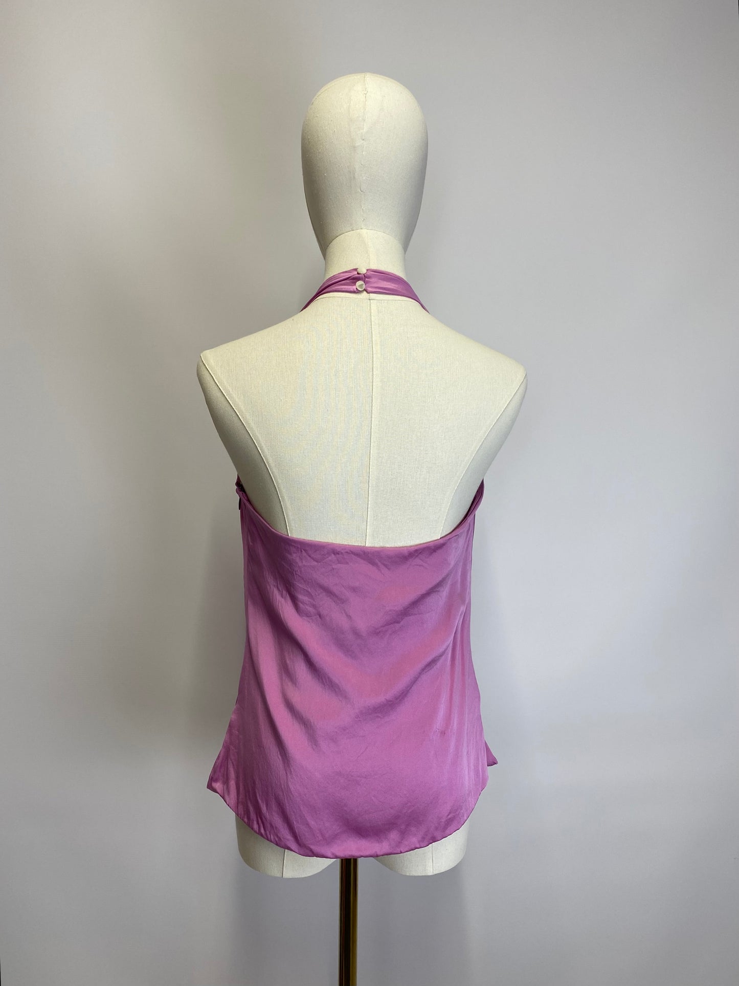 Silk Halter Neck Pink Top