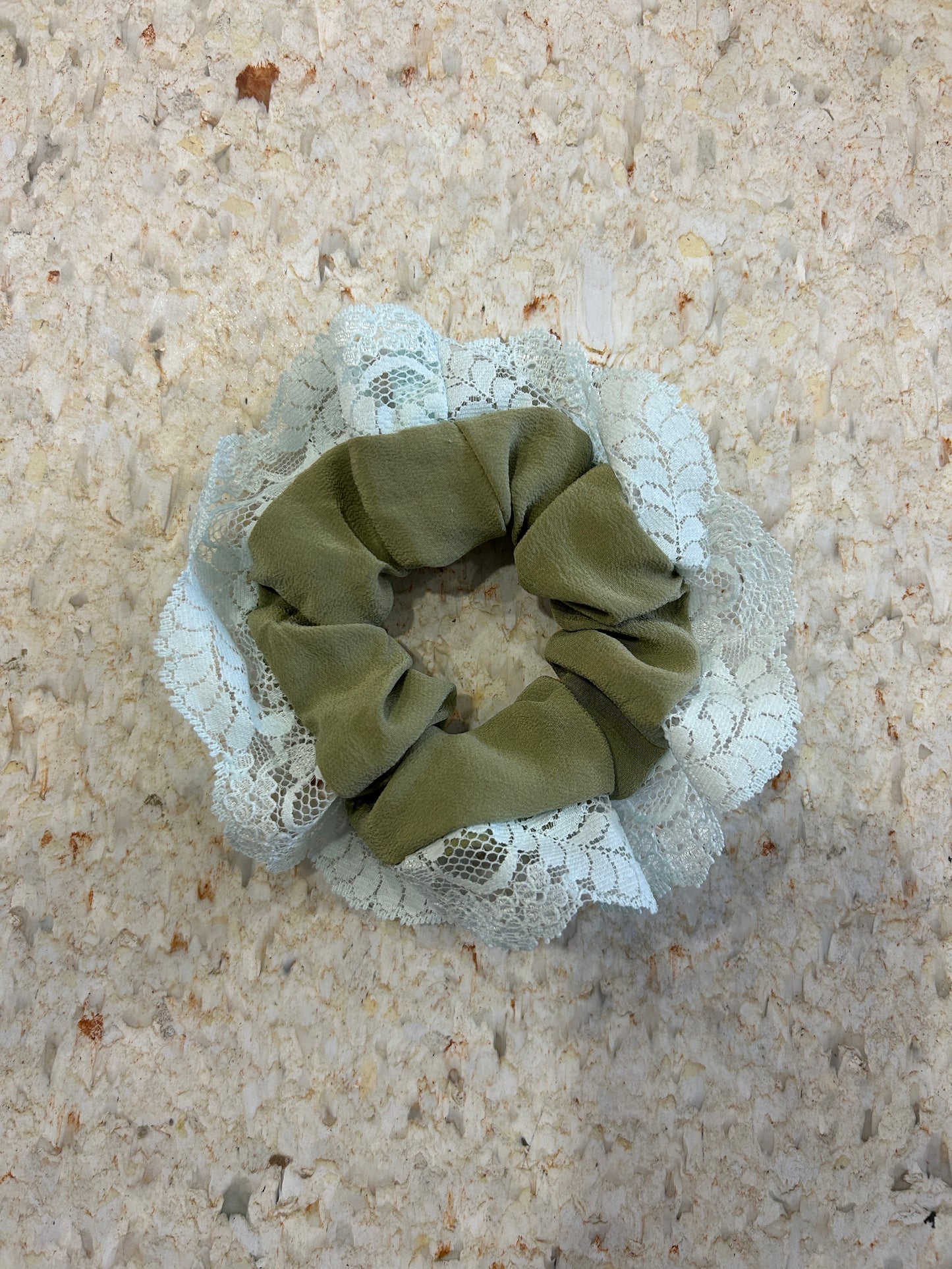 Upcycled Lace Scrunchies -Green and Mint