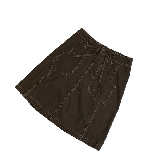 Brown with White Topstitch Skirt