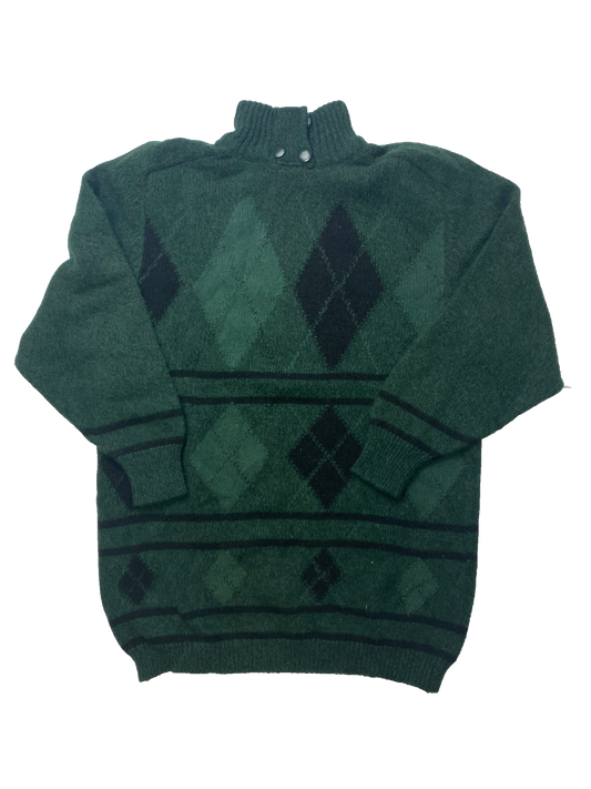 Green Argyle Knit Jumper - Size 18