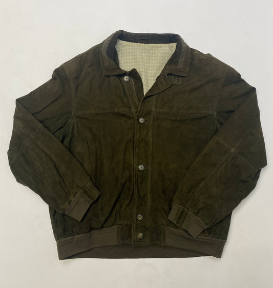 Khaki Suede Bomber Jacket - Size XXL