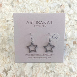 Hypoallergenic Lightly Hammered Star Earrings - Small